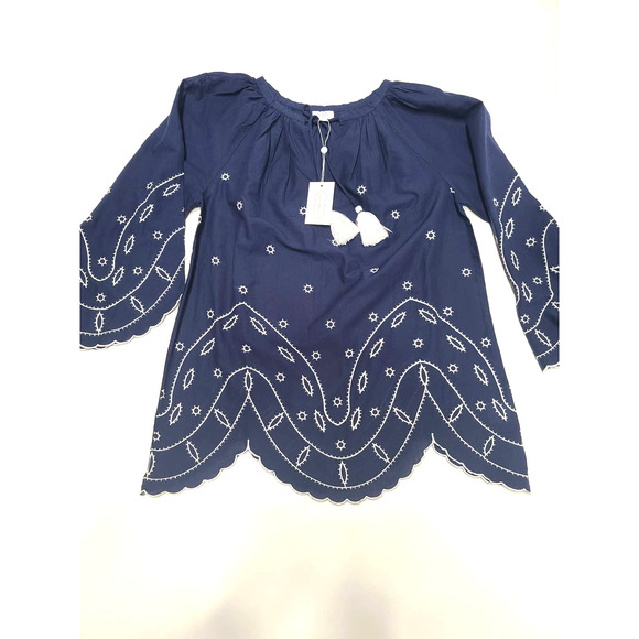 Mud pie navy parson embroidered tunic small blouse - Picture 1 of 5